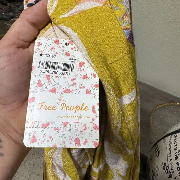 Free People Drift Away Boho Bishop Sleeves Tunic Cold Shoulder Dress Sz S Flowy - Picture 9 of 11